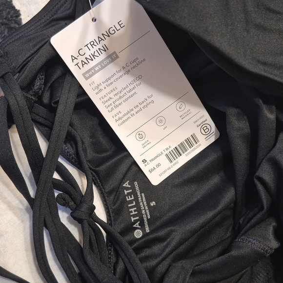 NWT Athleta Black A-C Triangle Tankini Top Swim Quick Dry Surf - Picture 11 of 14